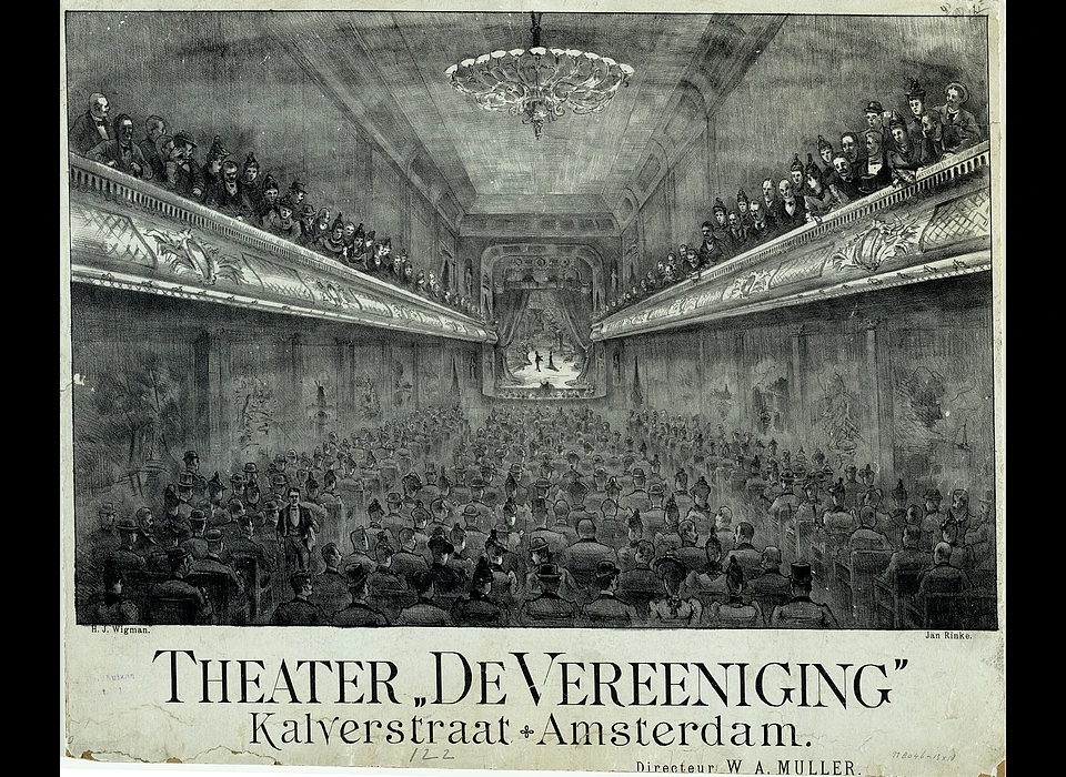 Kalverstraat 122 interieur van De Vereeniging (circa.1860) 