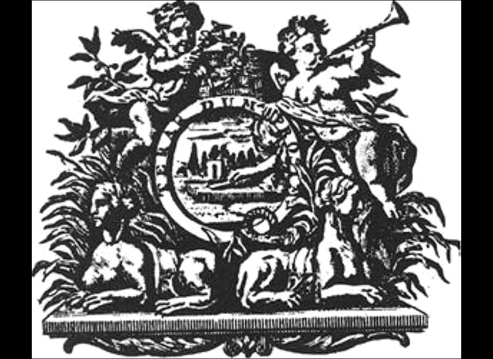 Kalverstraat 10 Het uitgeversmerk van Jacob Wetstein dat enigszins geïnspireerd is op het gevelbord van Isaac Tirion 
					  met het borstbeeld van Hugo Grotius. (1743)