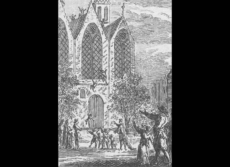 Kalverstraat 71 de wonderlijke ziekte van de weeskinderen getekend door Simon Fokke (1725-1794)