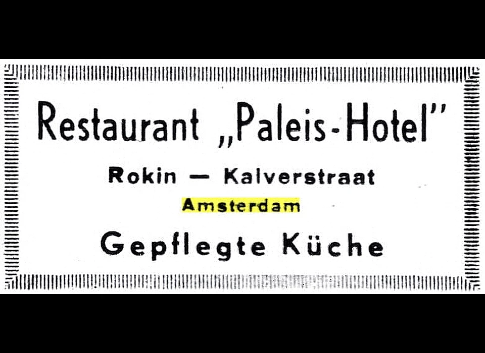 kalverstraat 15-17 advertentie van het Paleis-Hotel in een Duitse krant (1942)