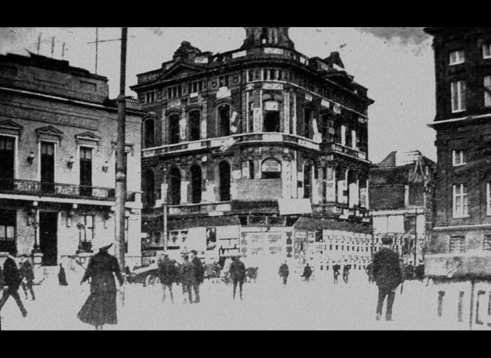 Dam 1904 vrnl Paleis, de Groote Club, Zeemanshoop, het Loterijhuis, gebouw Rijnstroom