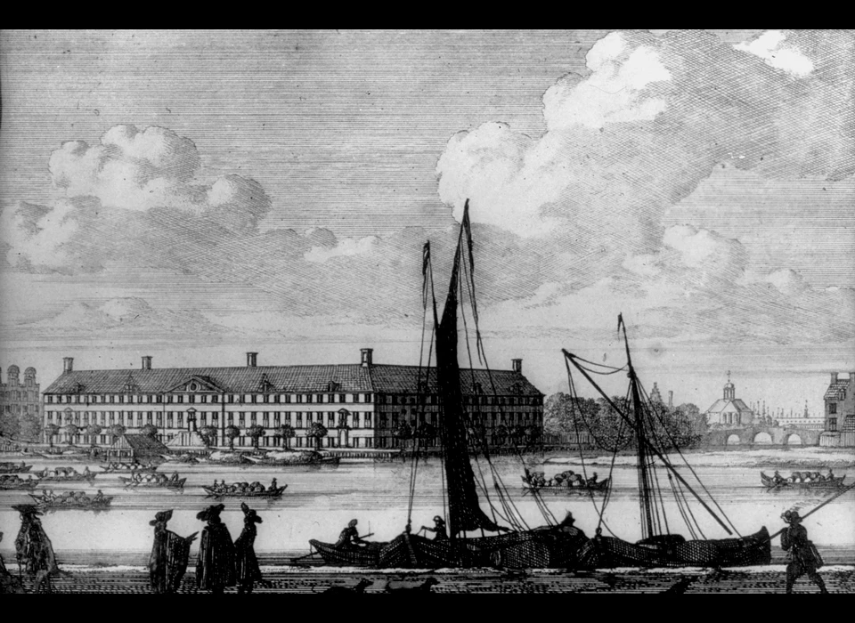 Lands Zeemagazijn vanaf Prins Hendrikkade (circa.1680)