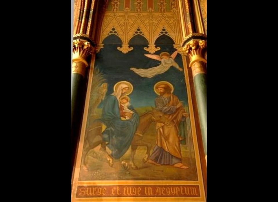 Wandschildering kapel Heilige Familie vlucht naar Egypte