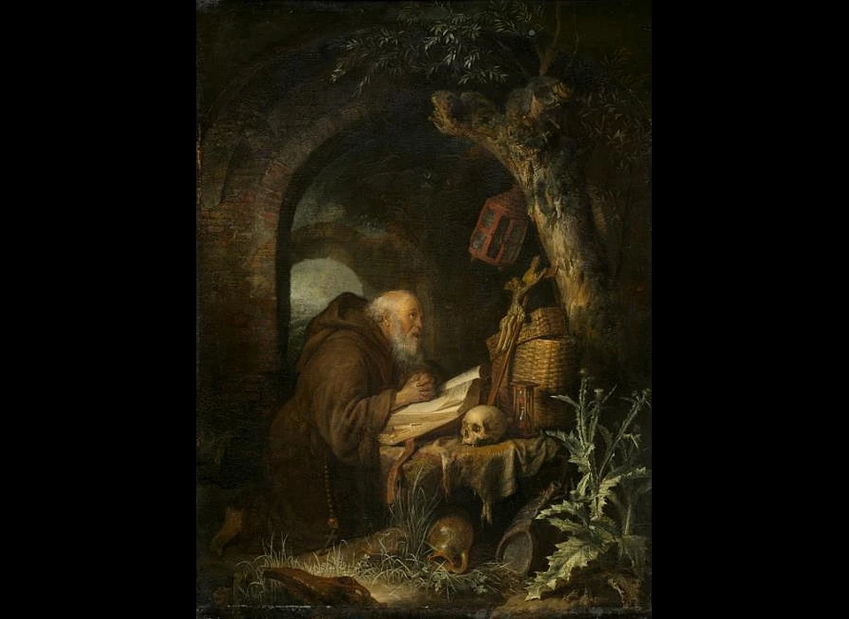Keizersgracht 732 Schilderij van een biddende heremiet door Gerard Dou. Ook van dit werk is het de vraag of Hasselaer het bezat 
					  of dat het ook in dit geval een andere uitvoering betrof (1650) 