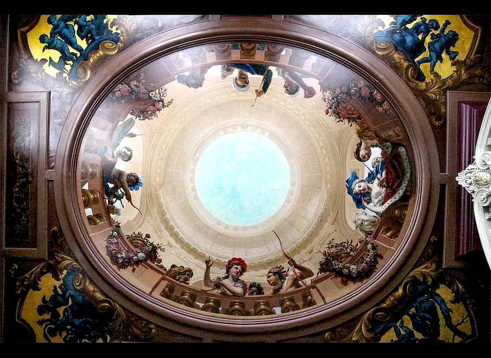 Keizersgracht 101 plafondschildering zaal geschilderde open koepel (2014)