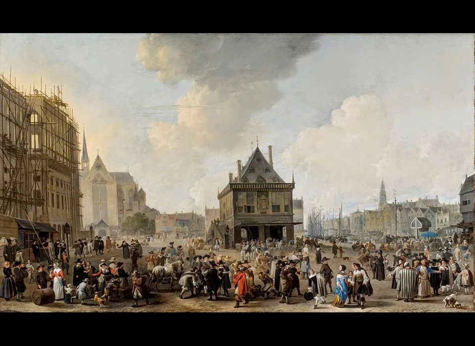 Dam de bouw van het stadhuis door Lingelbach is eigenlijk het enige schilderij dat zeker in het bezit van Hasselaer is geweest (1650)