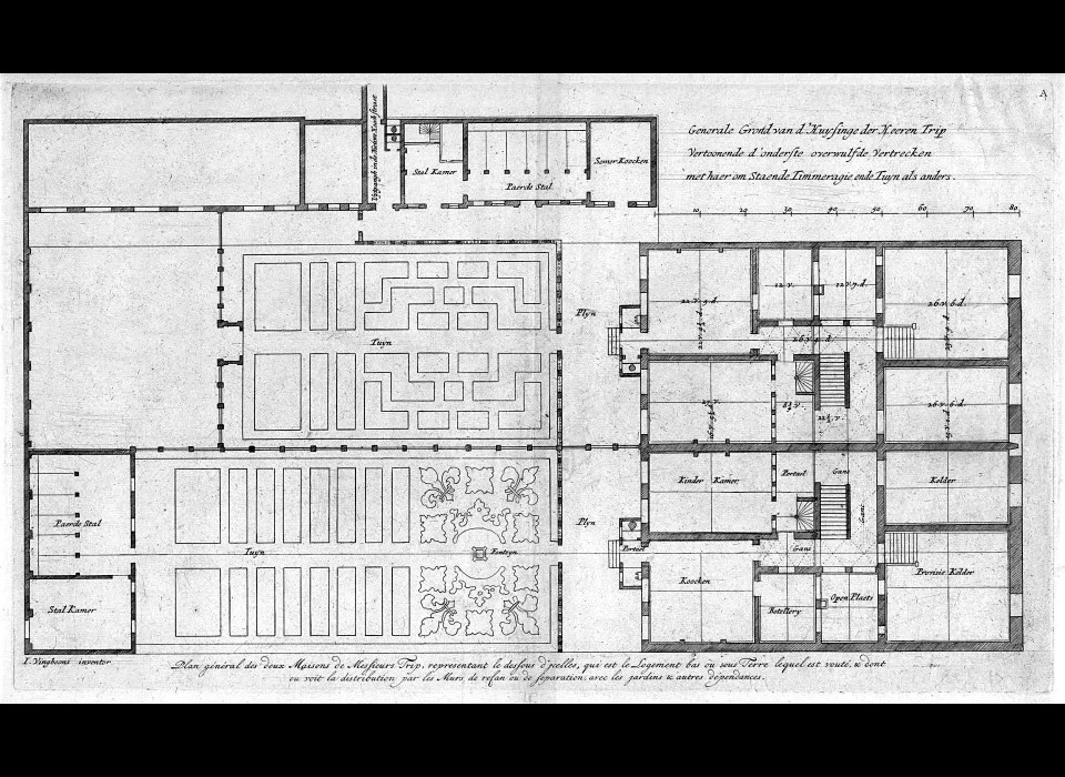 Trippenhuis Plattegrond met tuinplan 1660
