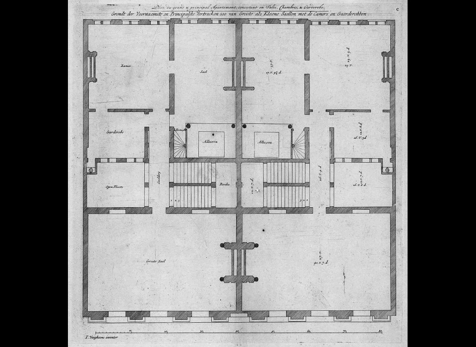 Trippenhuis Plattegrond begane grond 1660