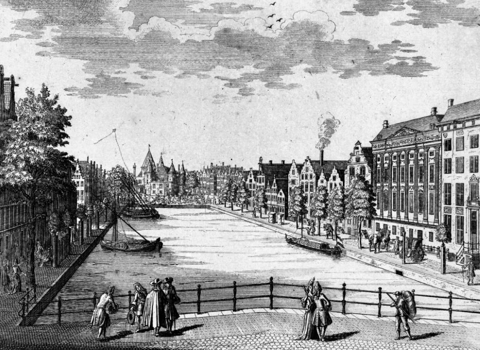 Kloveniersburgwal omstreeks 1750