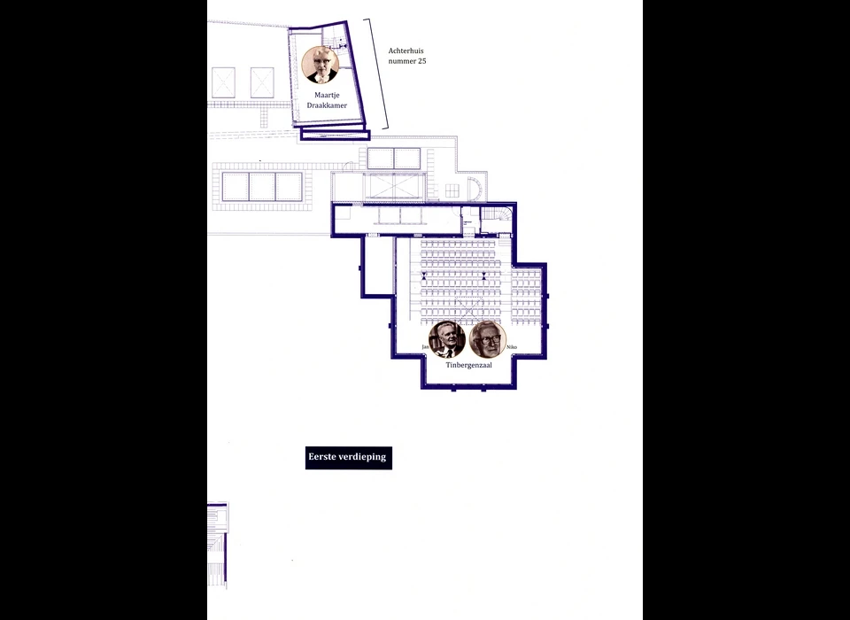 Plattegrond Trippenhuiscomplex 1e verdieping achterhuis