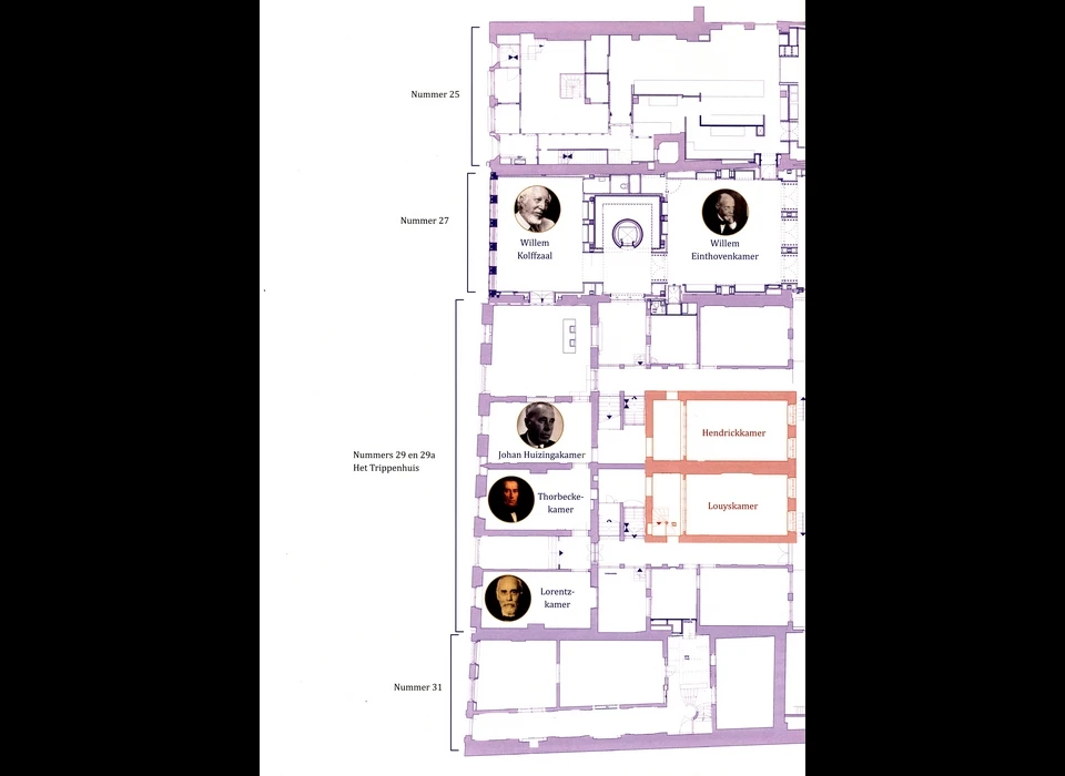 Plattegrond Trippenhuiscomplex begane grond voorhuis