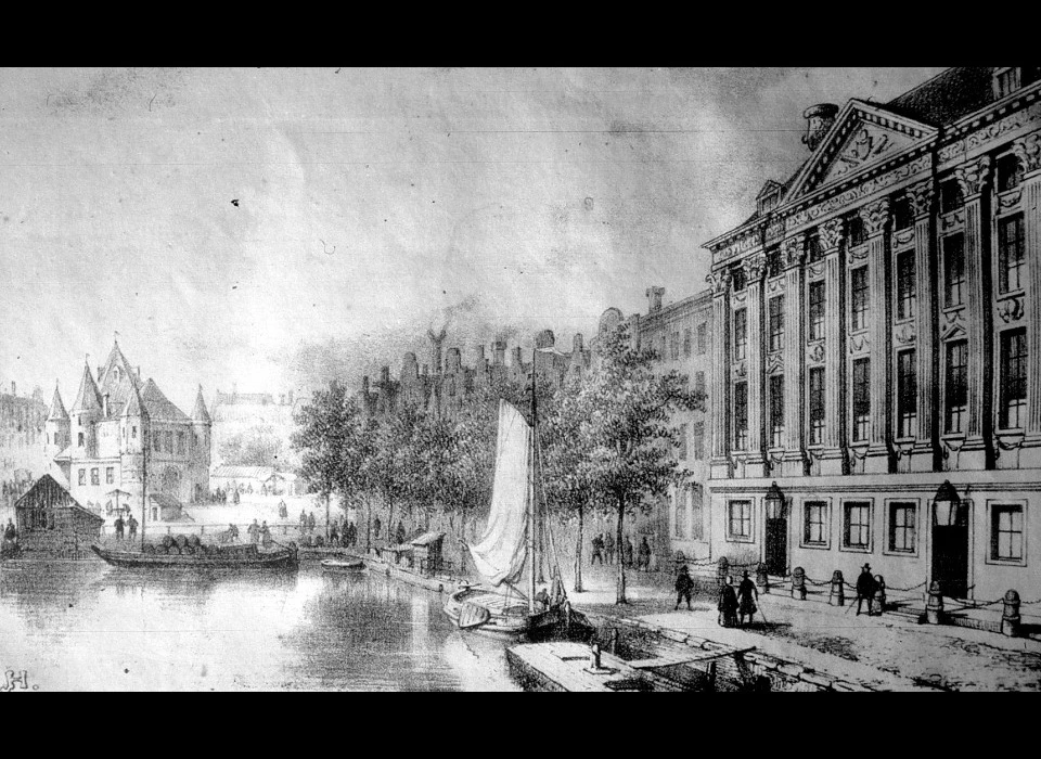 Kloveniersburgwal omstreeks 1840