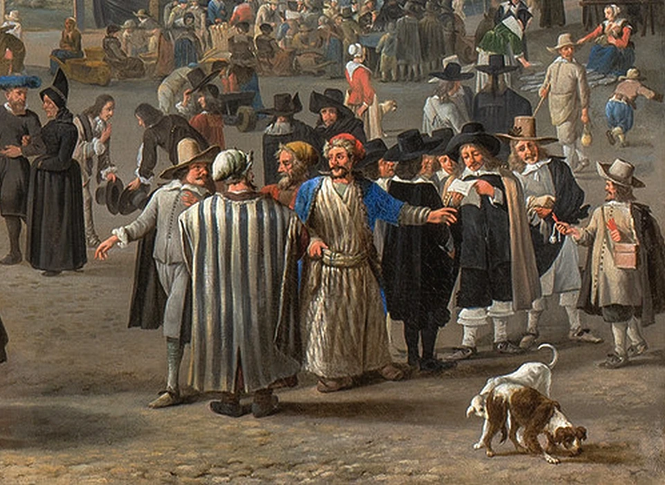 Dam uitsnede van schilderij van Johannes Lingelbach met Armeniers (ca.1653)