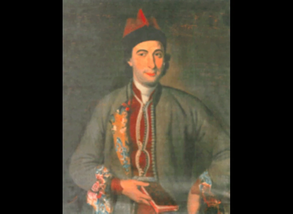 Krom Boomssloot 22 zoon van Arachiel di Paulo, die in 1756 een poging deed een derde Armeense drukkerij op te richten. (Pierre Frédéric de la Croix, 1749) 