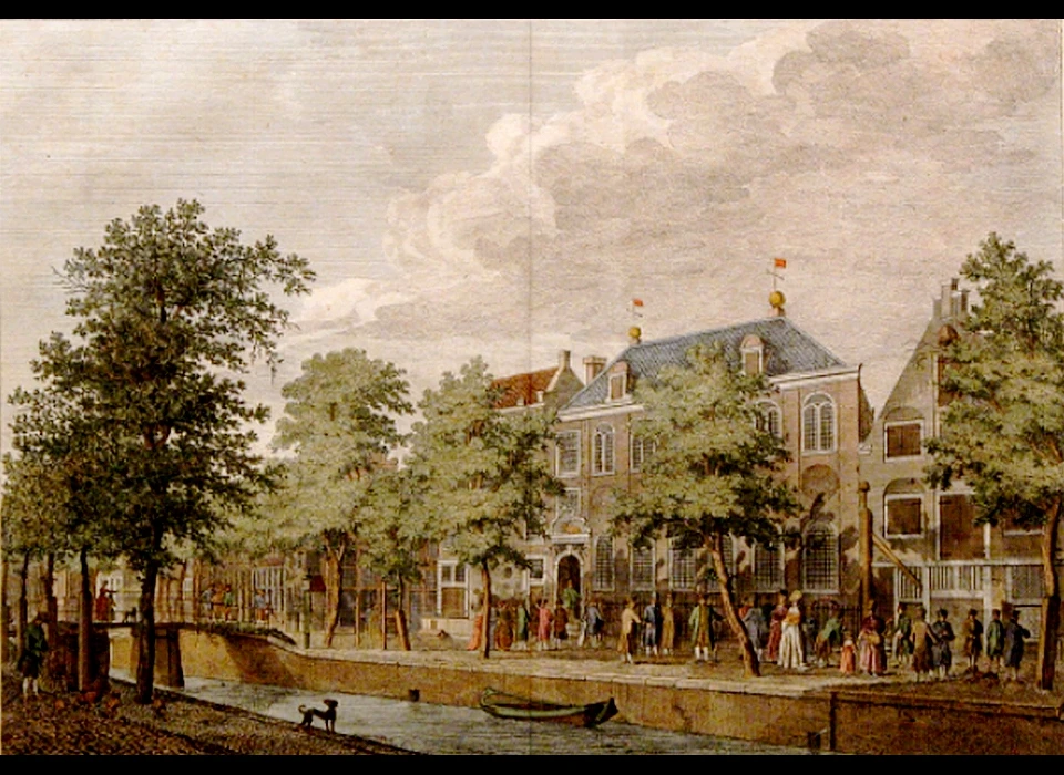 Krom Boomssloot 22 tekening Armeense kerk ingekleurd naar eerdere ets (P.Conradi, 1789)