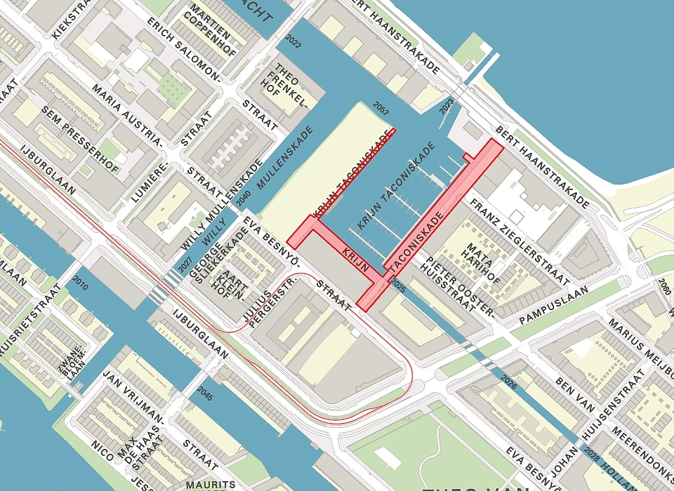 Krijn Taconiskade op de plattegrond