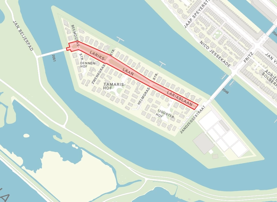 Larikslaan op de plattegrond