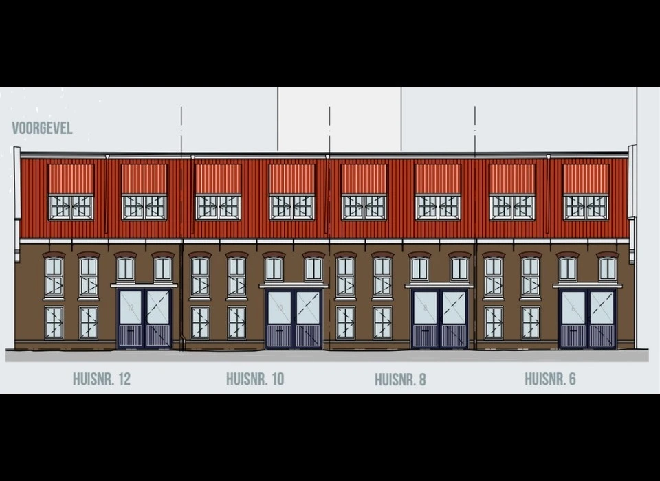 Nieuwe Ridderstraat 6-12 2016 gevelaanzicht ontwerptekening