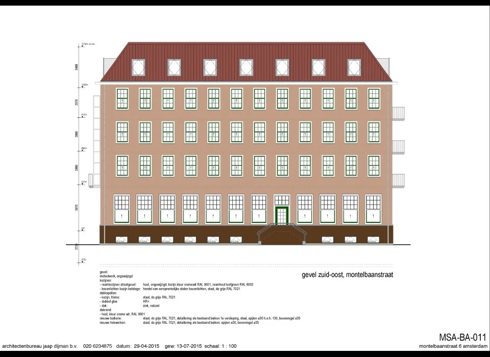 Montelbaanstraat 6 2016 gevelontwerp