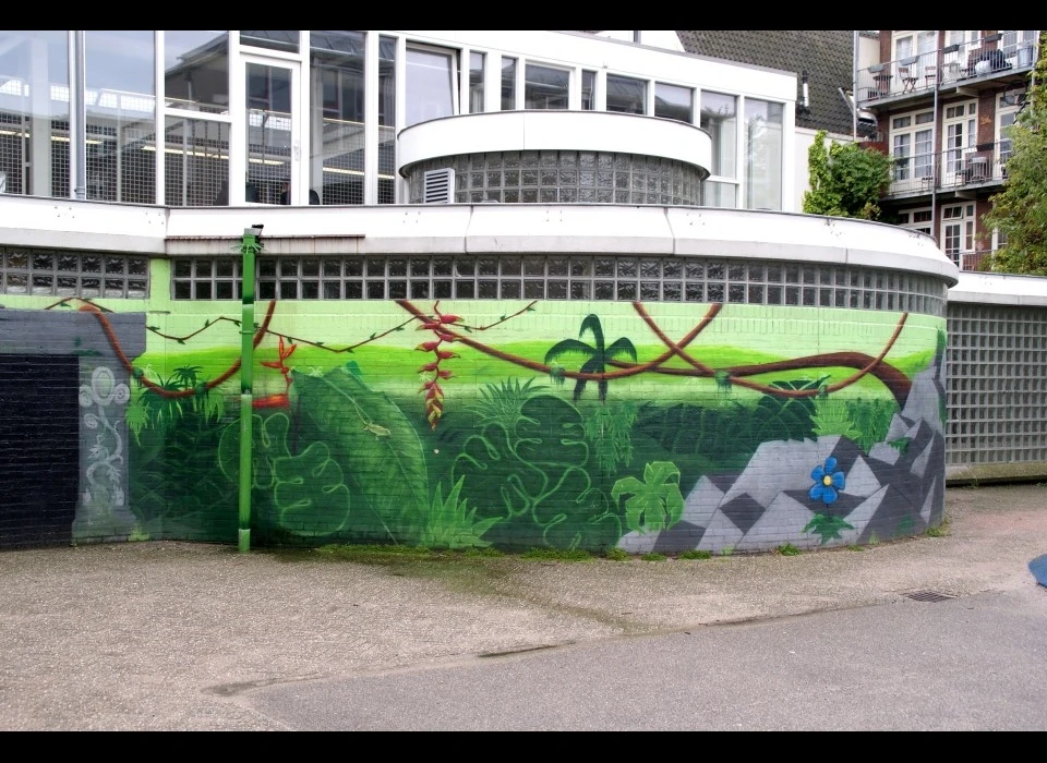 Lastageweg muurschildering gymzaal Antoniusschool