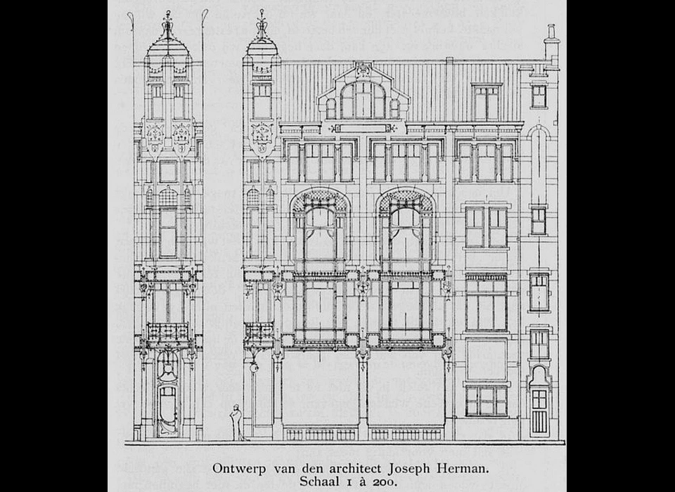 Leidsestraat 97 ontwerptekening van architect Joseph Herman (1903)