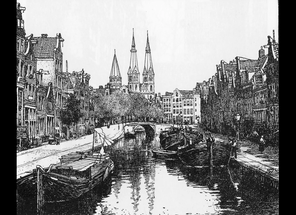 Lindengracht gezien naar Brouwersgracht (tekening Wenckebach) (ca.1900)