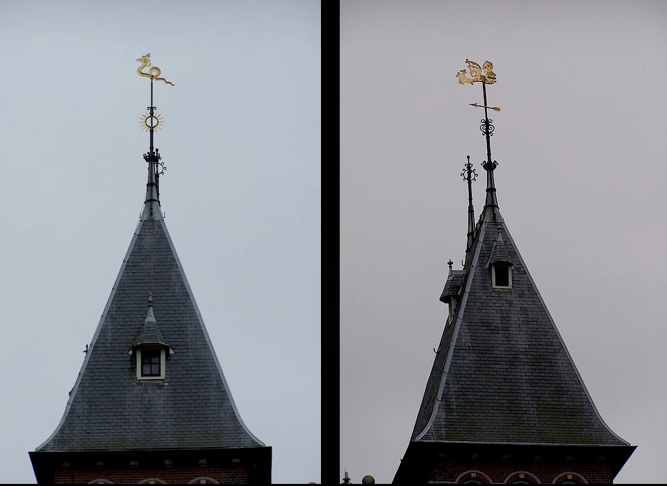Mauritskade 63 Tropeninstituut op de torenspitsen zijn windwijzers aangebracht. (2014)