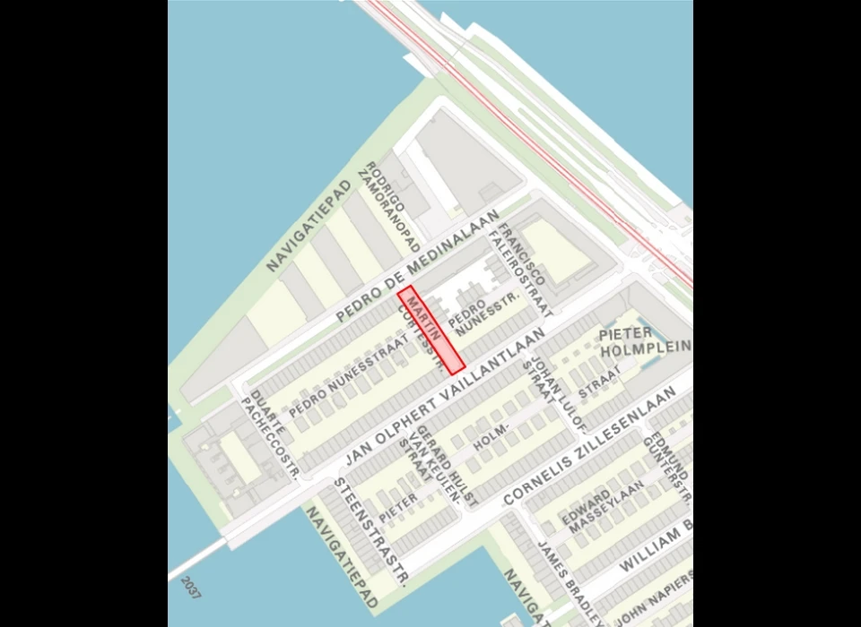 Martin Cortesstraat op de plattegrond