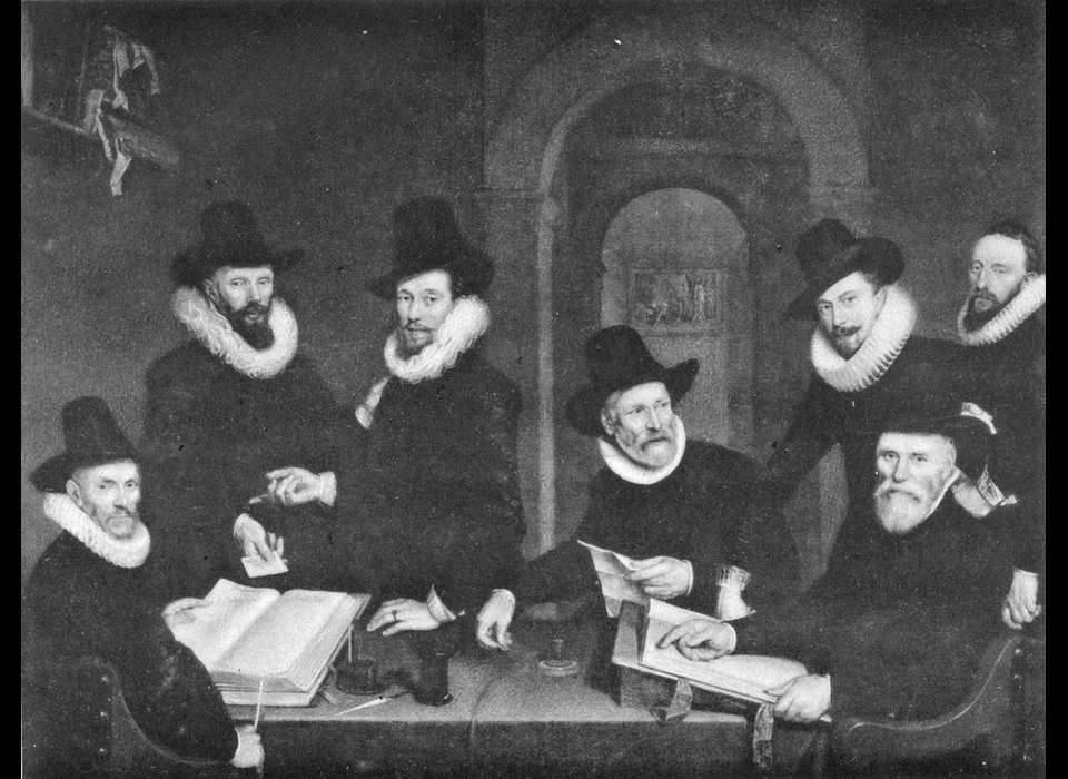 Nes 58-70 Regenten van het Sint Pietersgasthuis en Pesthuis (schilderij Corn. van der Voort) (1618)