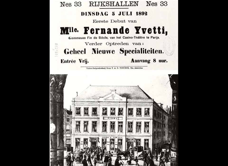 Nes 69 Tivoli affiche optreden van Mlle Fernande Yvette (1892)