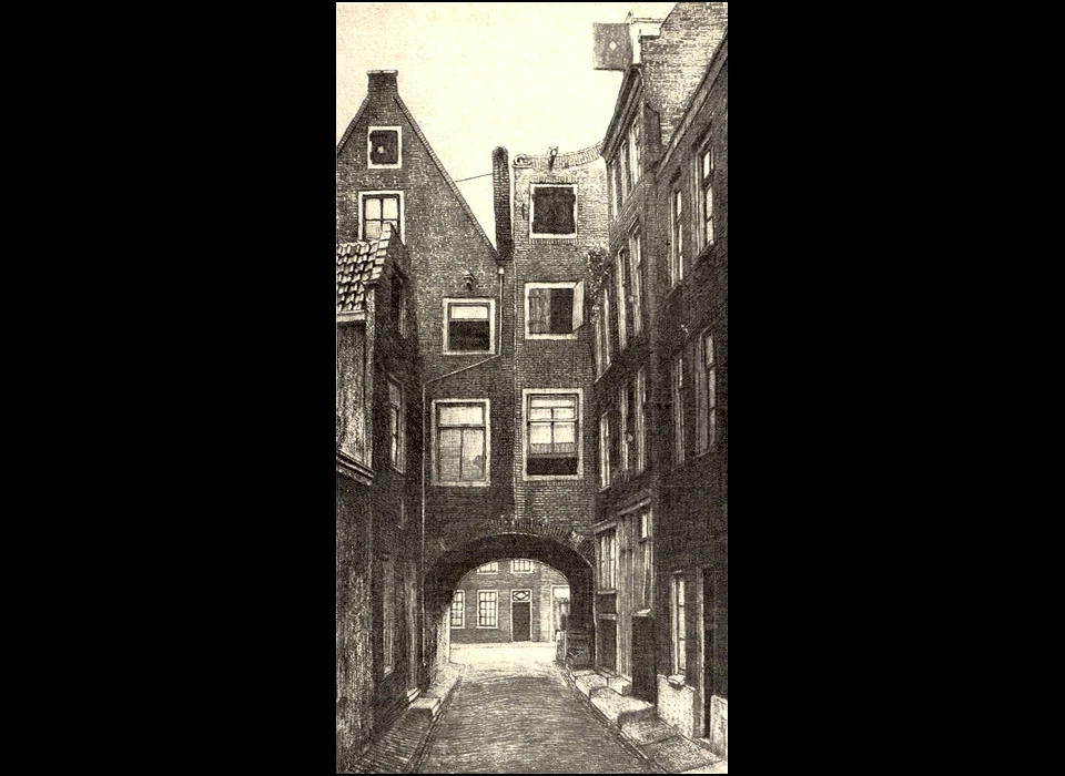 Nes 56-58 Sint Pieterspoort van Rokin naar Nes (D.H.M.Harting) (ca.1900)