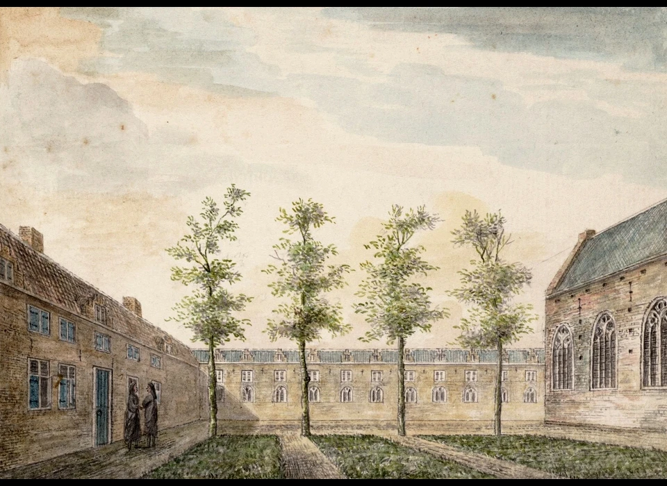 Nes 80-102 Cellebroedersklooster tekening Jacob Vlaming (1772)