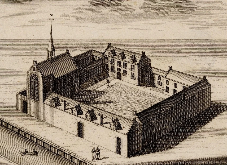 Oudezijds Voorburgwal 217-231 Sint Agnietenklooster 1544 (tekening 1729)