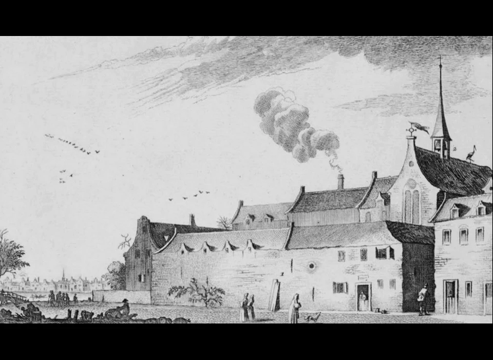 Nes 104-128 1544 Sint Mariaklooster naar tekening van Isaak Tirion (1760)