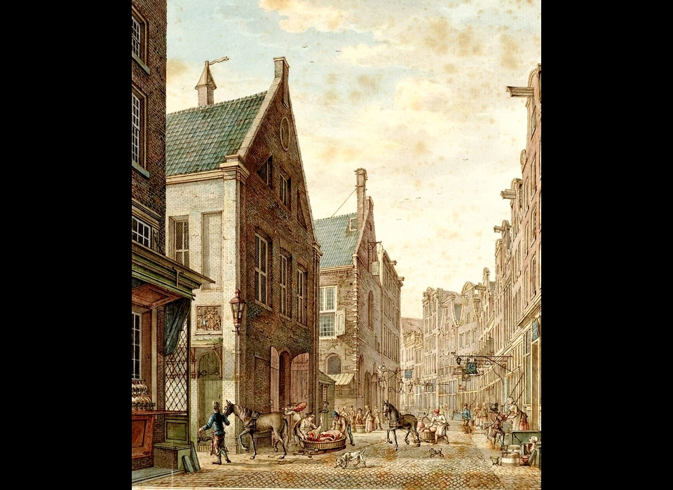 Nes 43-45 De Grote en de Kleine Vleeshal na Sint Pieterspoortsteeg (1774)