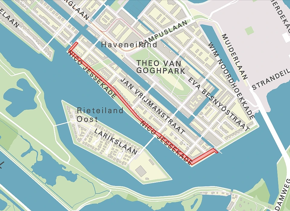 Nico Jessekade op de plattegrond