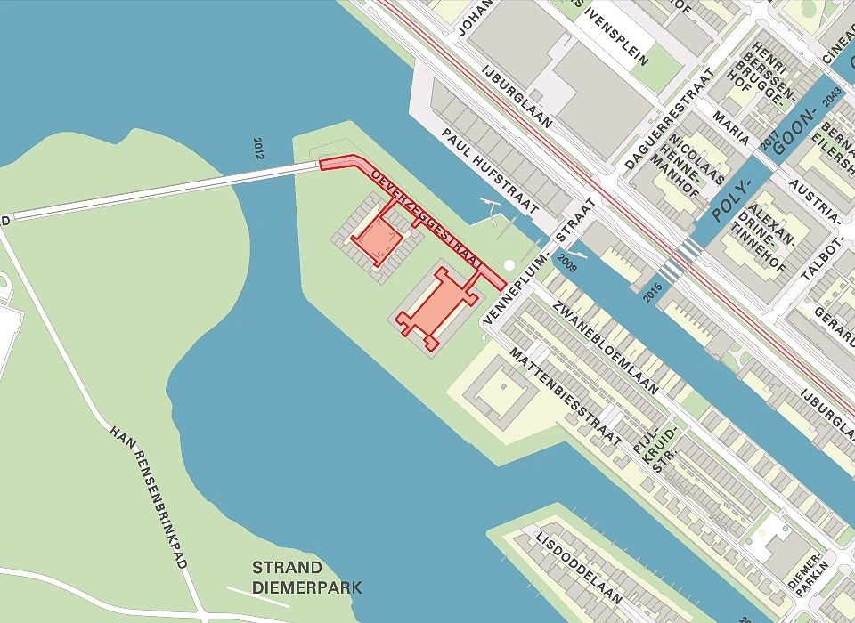 Oeverzeggestraat op de plattegrond