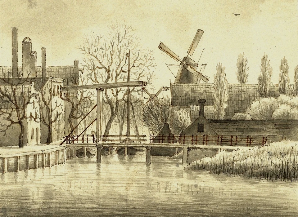 Brug over de Singelgracht voor de Zaagmolenpoort (Evert Doublet, 1843) 