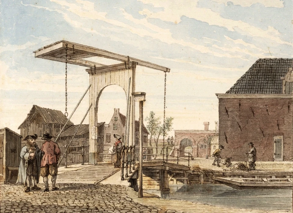 Brug van Gieterstraat over de Lijnbaansgracht naar Zaagmolenpoort (Reinier Vinkeles, 1769)