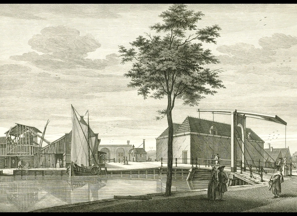 Gezicht op de Zaagmolenpoort over de Lijnbaansgracht (Caspar Jacobsz. Philips, circa.1769)