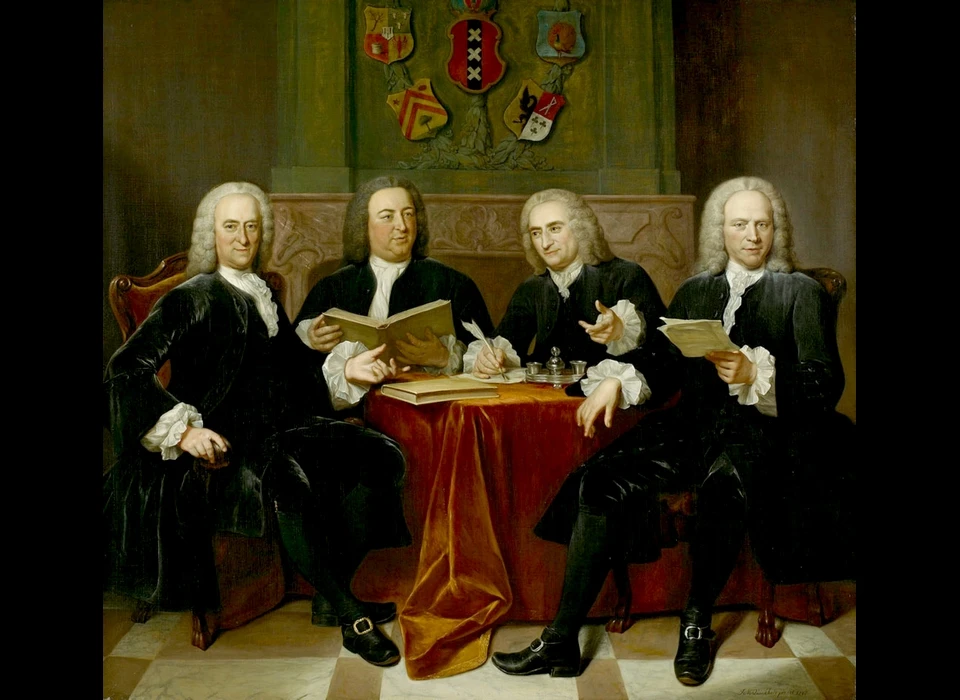Oppercommissarissen der Walen v.l.n.r. Jan Agges Scholten, Jacobus du Peyrou, Carel Lijnslager, Hendrik van Castricum (Jan Maurits Quinkhard  1688–1772) (1747)