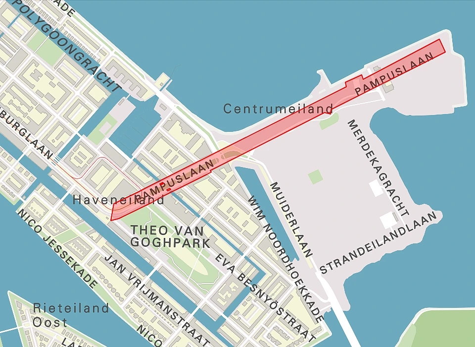 Pampuslaan op de plattegrond