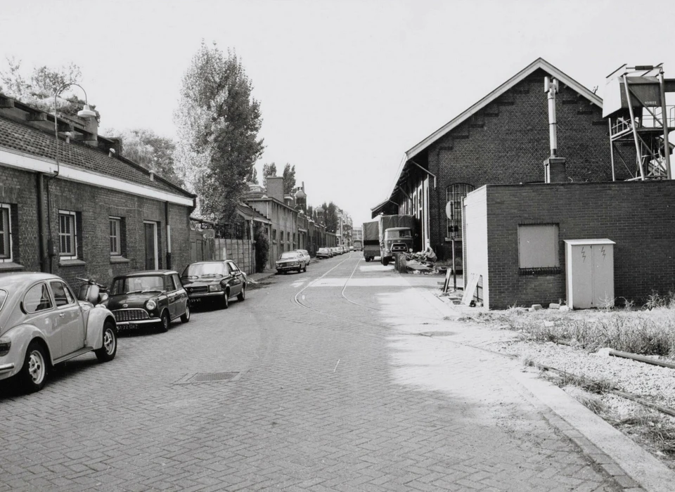 Plantage Doklaan links Artisgebouwen, rechts goederenloodsen (1973)