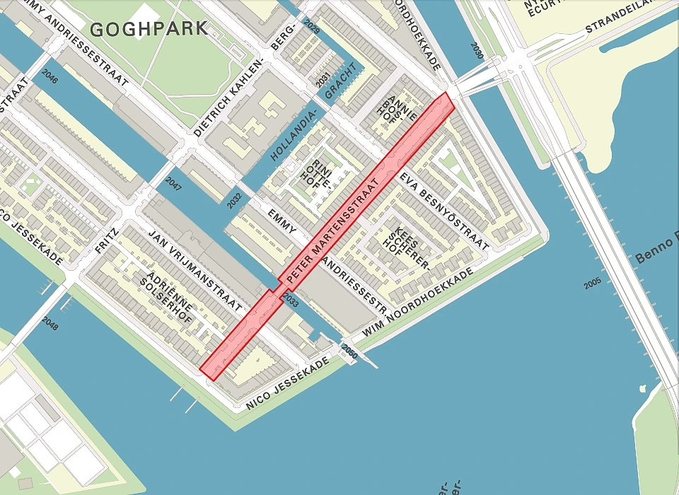 Peter Martensstraat op de plattegrond