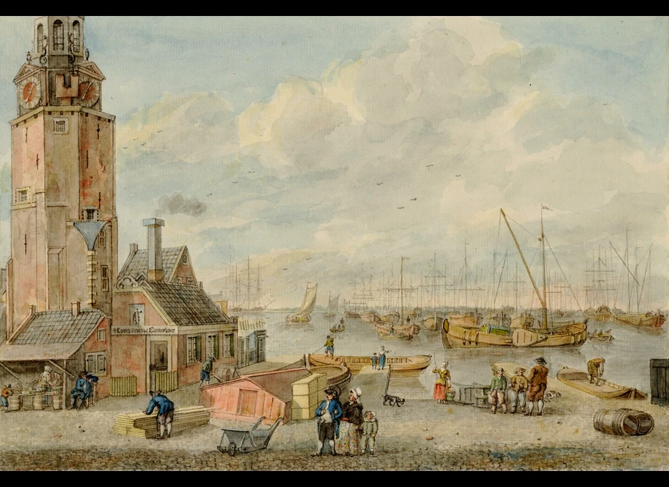 Prins Hendrikkade, Haringpakkerstoren met het loodskantoor (Jan de Beijer (1703-1780), 1775)