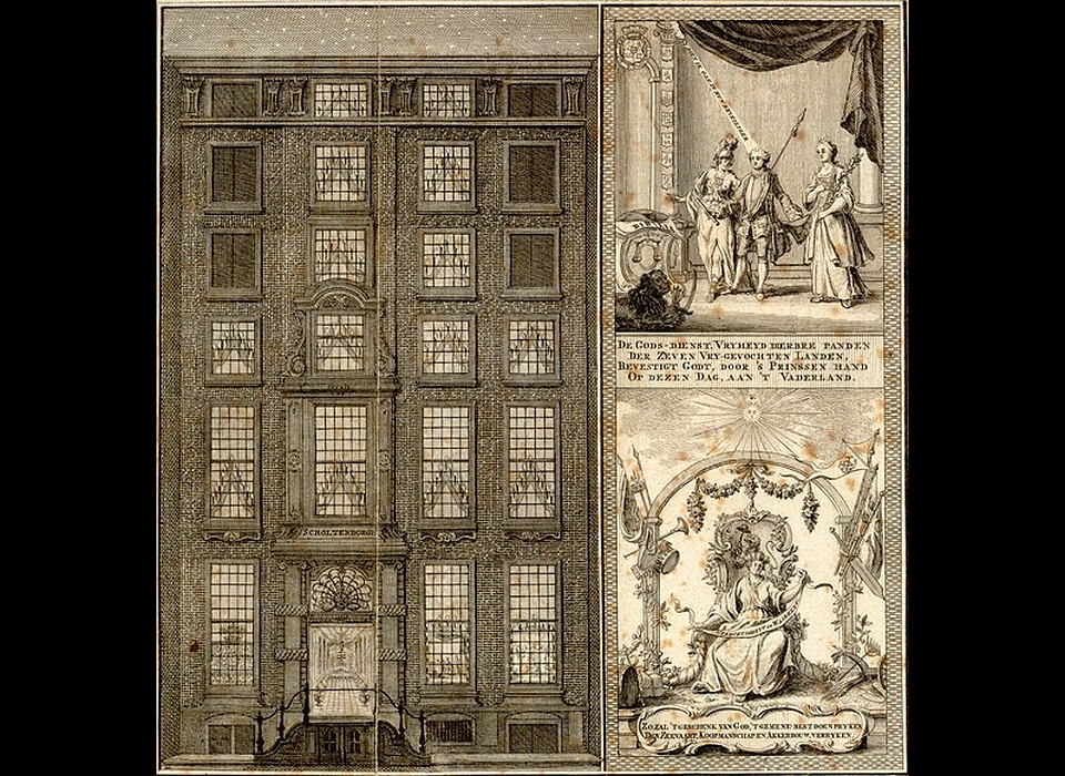Prins Hendrikkade 142 woonhuis Jan Agges Scholten en Pieternella Hoogenberg (Noach van der Meer, 1766)
