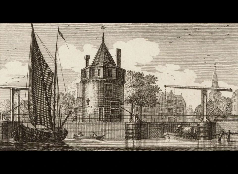 Prins Hendrikkade 94-95 na vernieuwing Schreierstoren vanaf Oosterdok (1783)