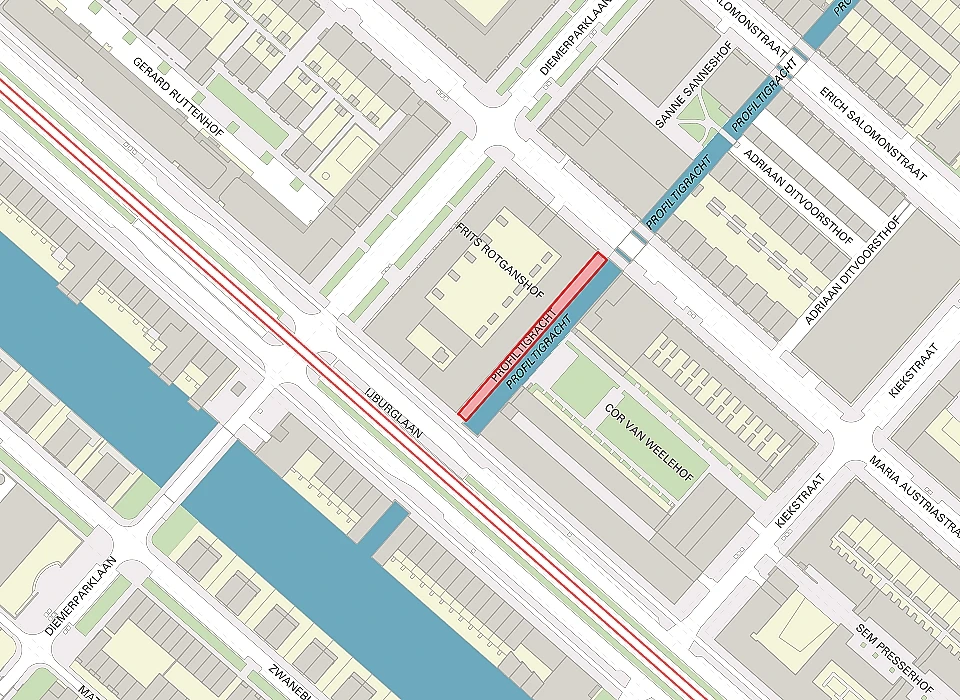 Profiltigracht op de plattegrond