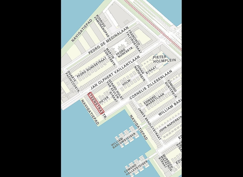 Pybo Steenstrastraat op de plattegrond