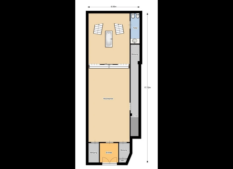 Recht Boomssloot 41 plattegrond begane grond (2018)